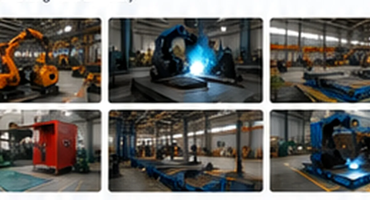 Industrial equipment fabrication and assembly scenes